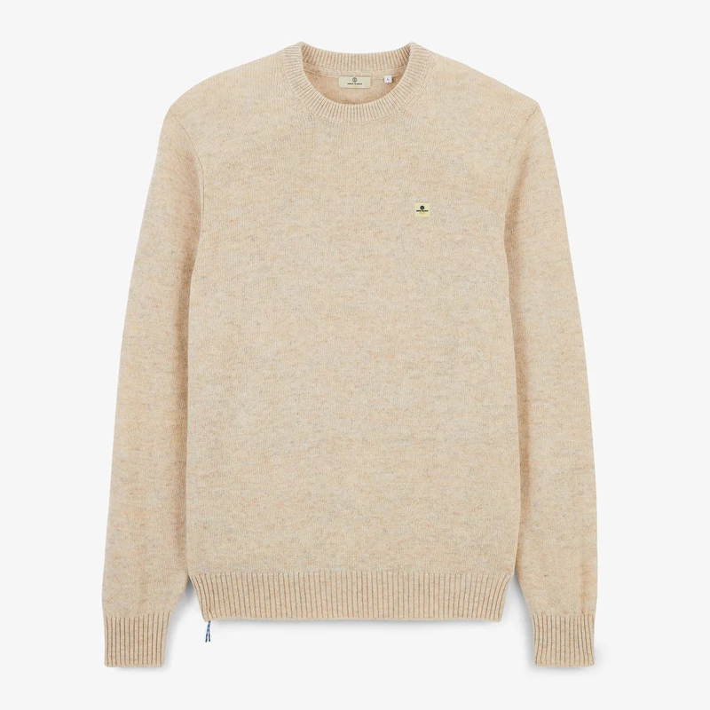 Pull col rond laine lambswool blanc cassé Madani SBPLAY