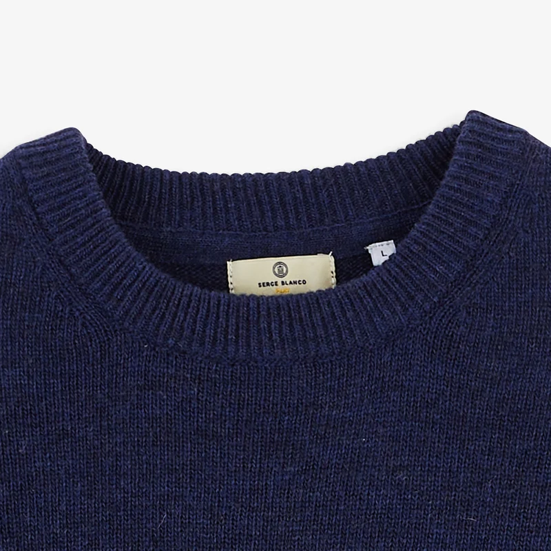 Pull col rond laine lambswool bleu indigo Madani SBPLAY