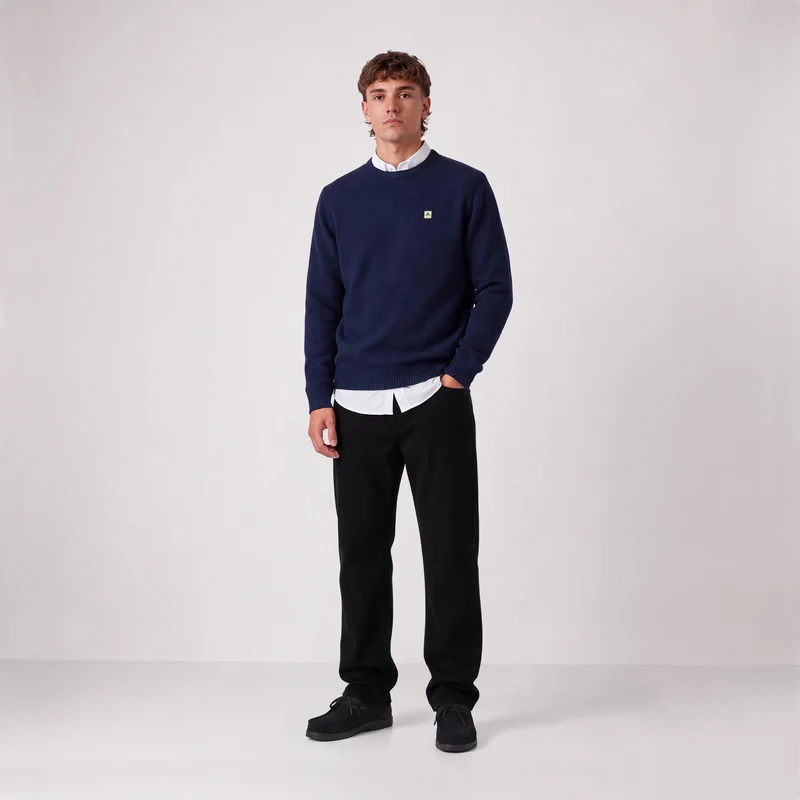 Pull col rond laine lambswool bleu indigo Madani SBPLAY