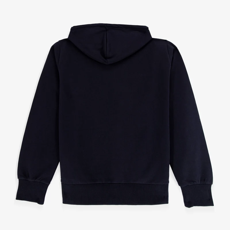 Sweat zippé à capuche Sidney en coton bleu marine