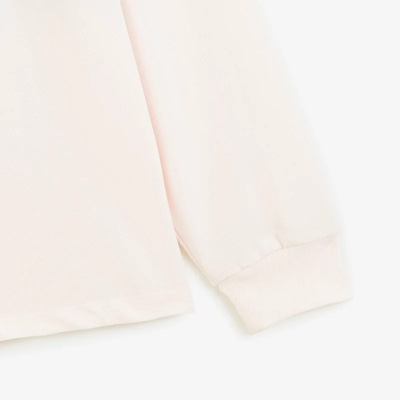 Polo rugby manches longues bicolore coton blanc cassé
