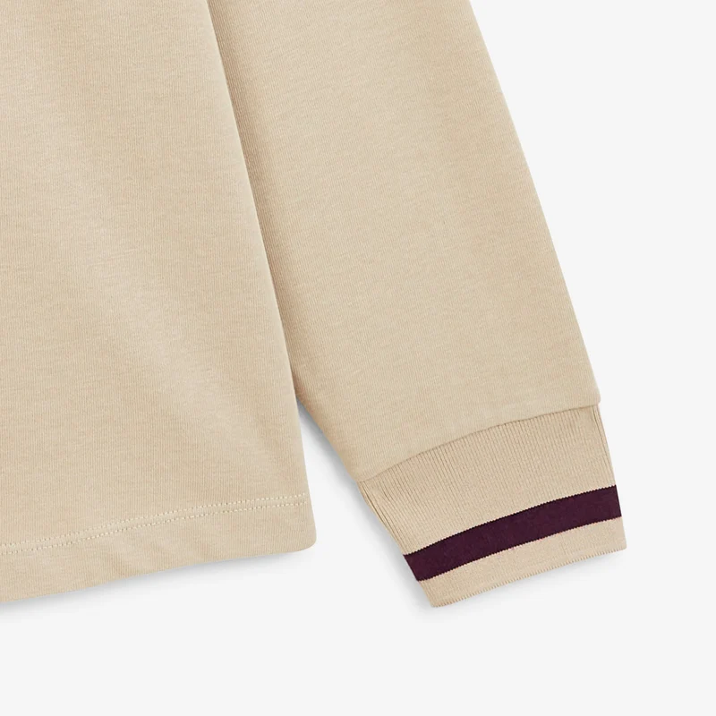 Polo rugby manches longues coton beige BLANCO BIARRITZ
