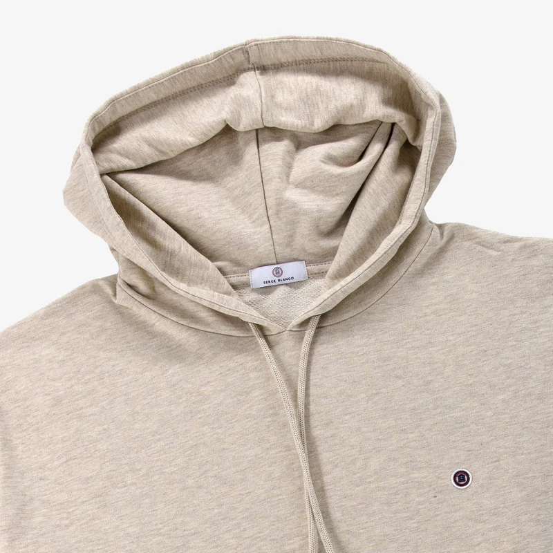 Sweat à capuche Singap en molleton gratté beige chiné