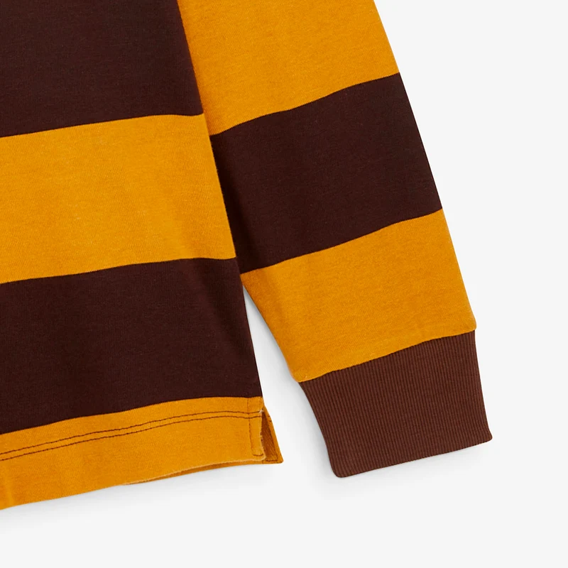 Polo rugby manches longues rayé coton marron BLANCO BIARRITZ