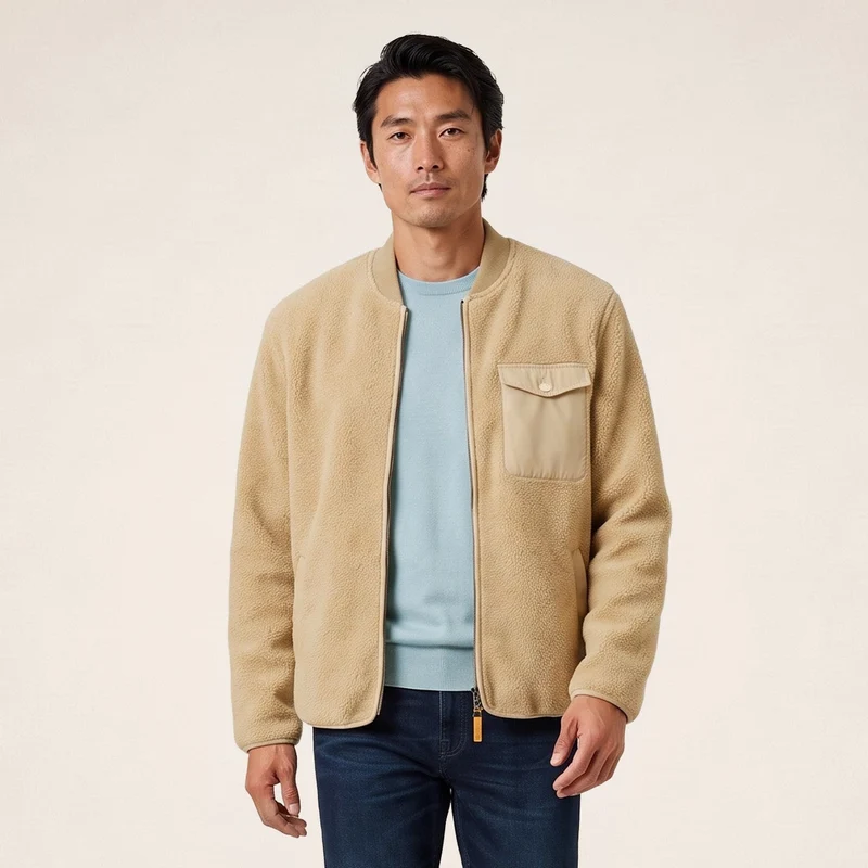 Blouson polaire moutonné beige sable Marcel