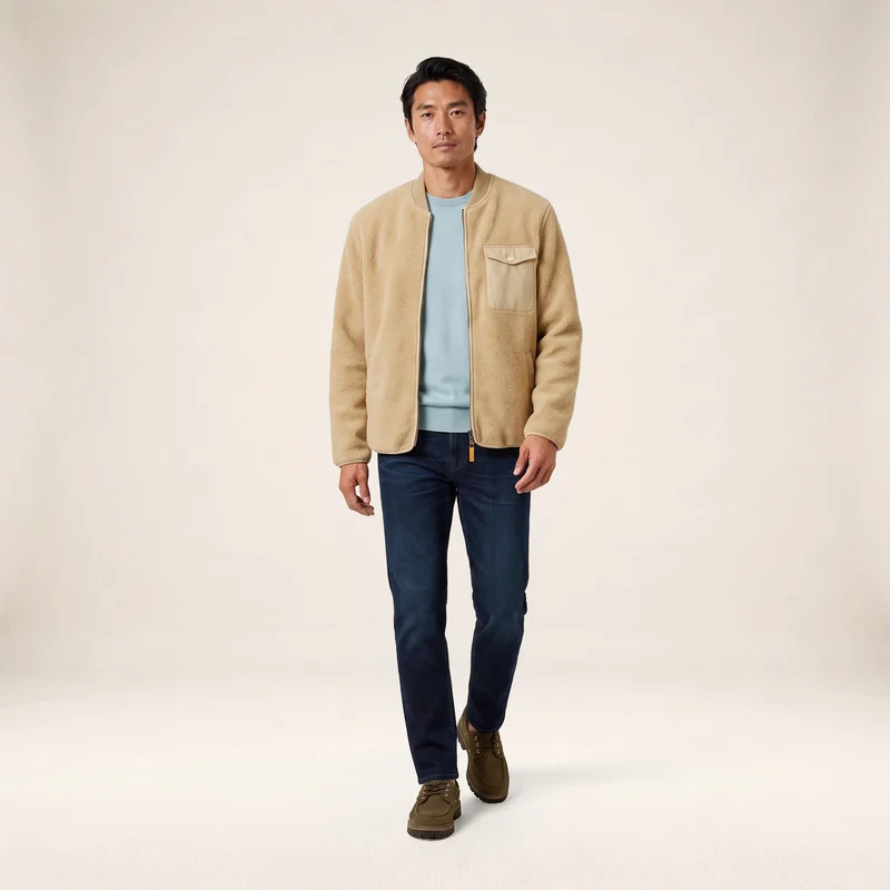 Blouson polaire moutonné beige sable Marcel