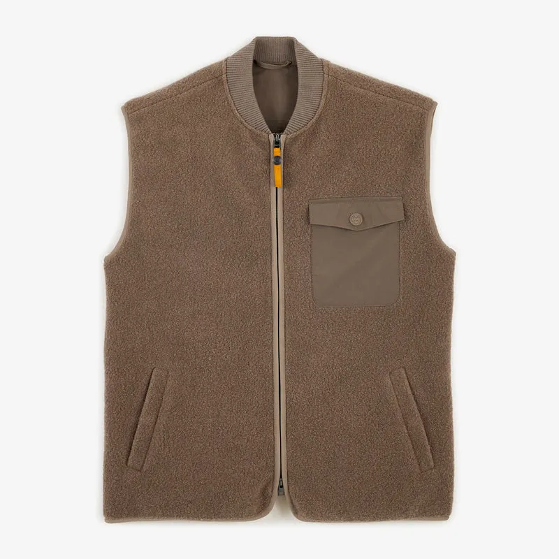 Gilet polaire sans manche moutonné beige Marcel