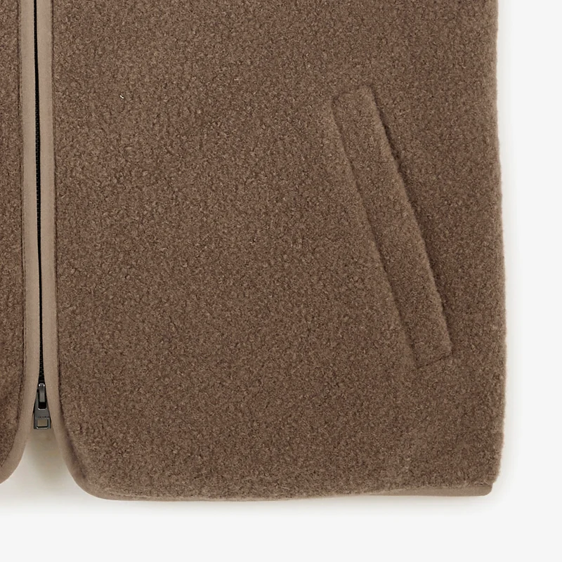 Gilet polaire sans manche moutonné beige Marcel