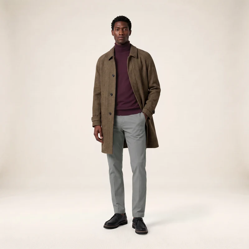 Manteau chevron laine mélangée marron Dante