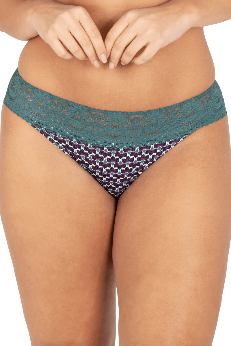 Slip brésilien dentelle et microfibre L'irrésistible - Imprimé folk