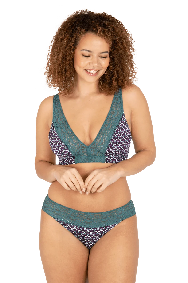 Slip brésilien dentelle et microfibre L'irrésistible - Imprimé folk
