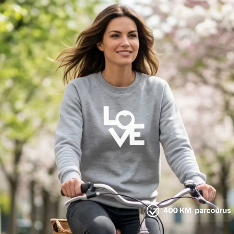 Sweat femme à col imprimé gris | LOVE