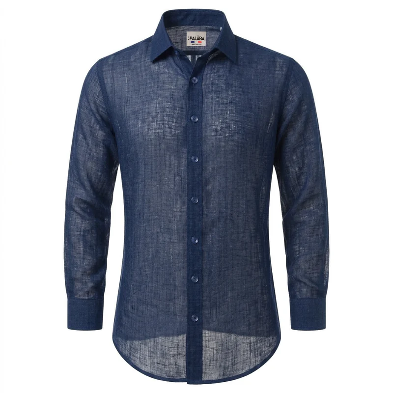 Chemise lin bleu marine homme | Coupe ajustée
