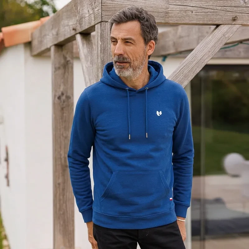 Sweat molletonné bleu électrique bord côte