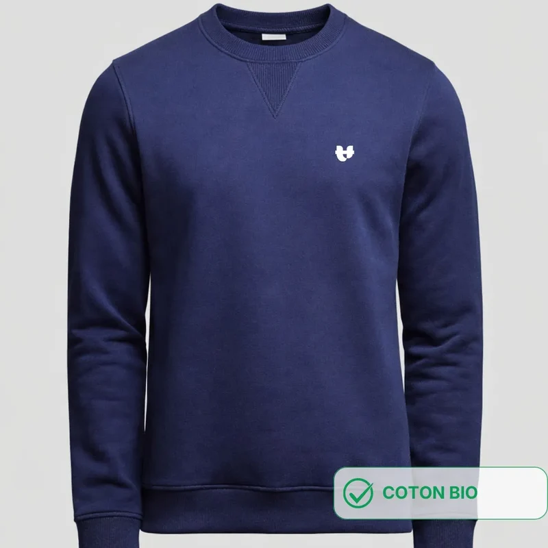 Sweat Homme col rond marine imprimé Cœur