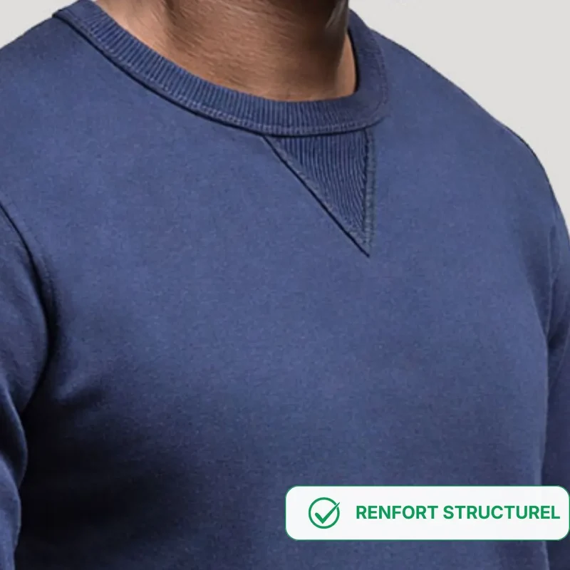 Sweat Homme Bleu coton bio | Col renforcé