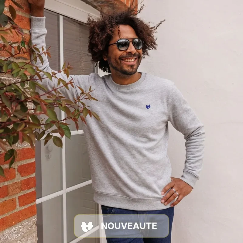 Sweat coton bio homme imprimé COEUR