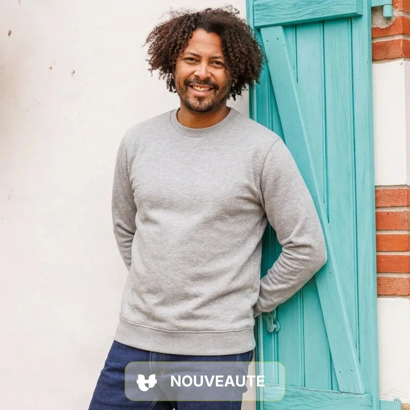 Sweat à col rond gris | Coton bio