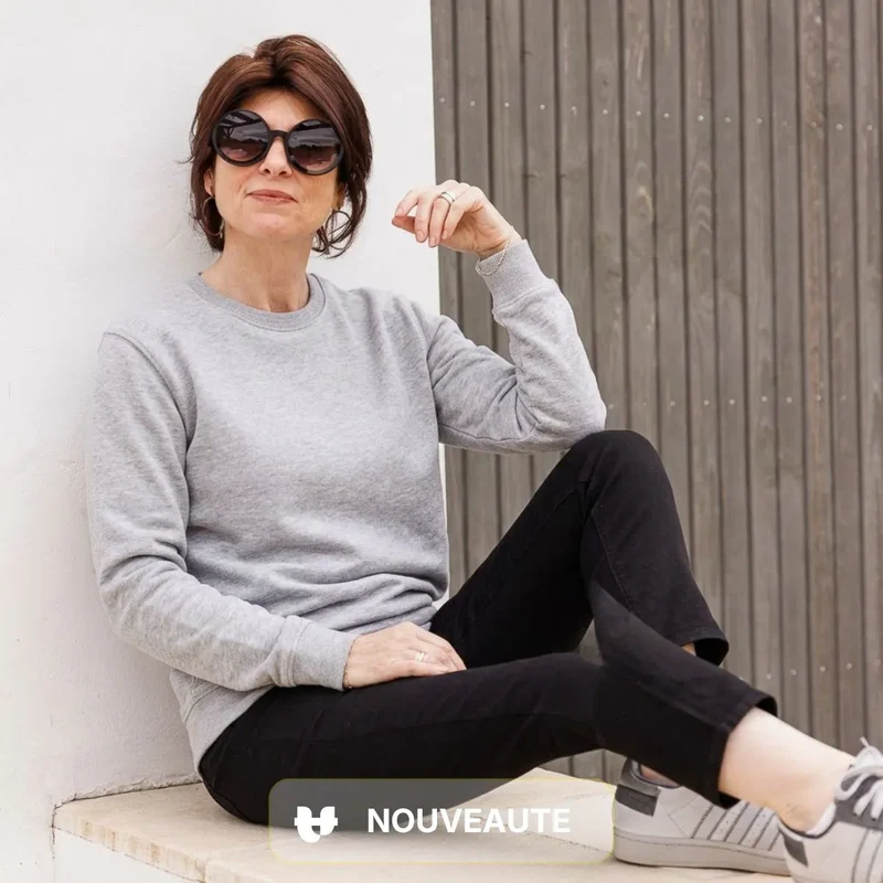 Sweat à col gris femme | Coton bio