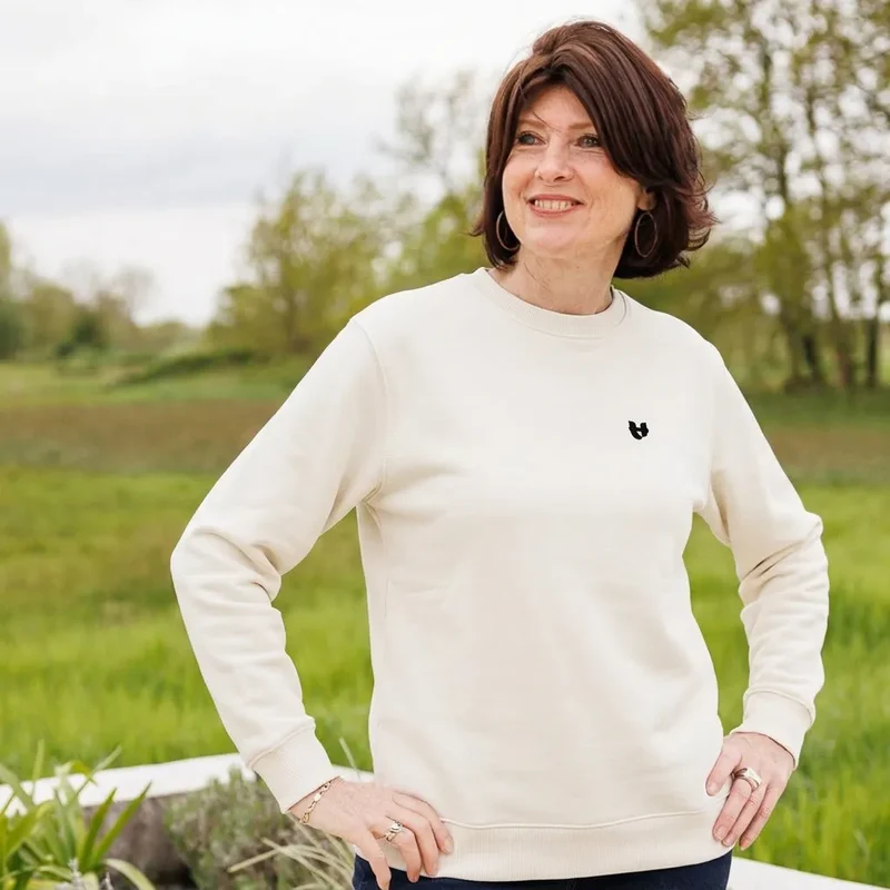 Sweat écru femme à col | Coton recyclé