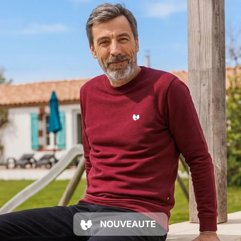 Sweat homme col rond Bordeaux