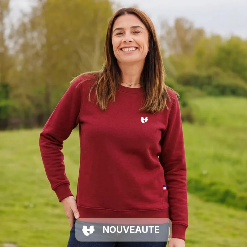 Sweat femme bordeaux à col