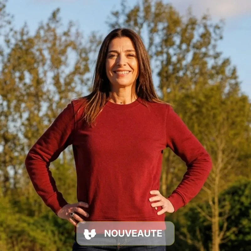 Sweat femme bordeaux coton bio | Col rond