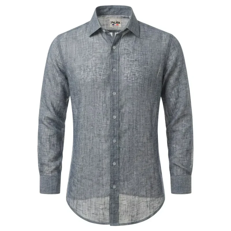 Chemise lin aspect Denim coupe ajustée