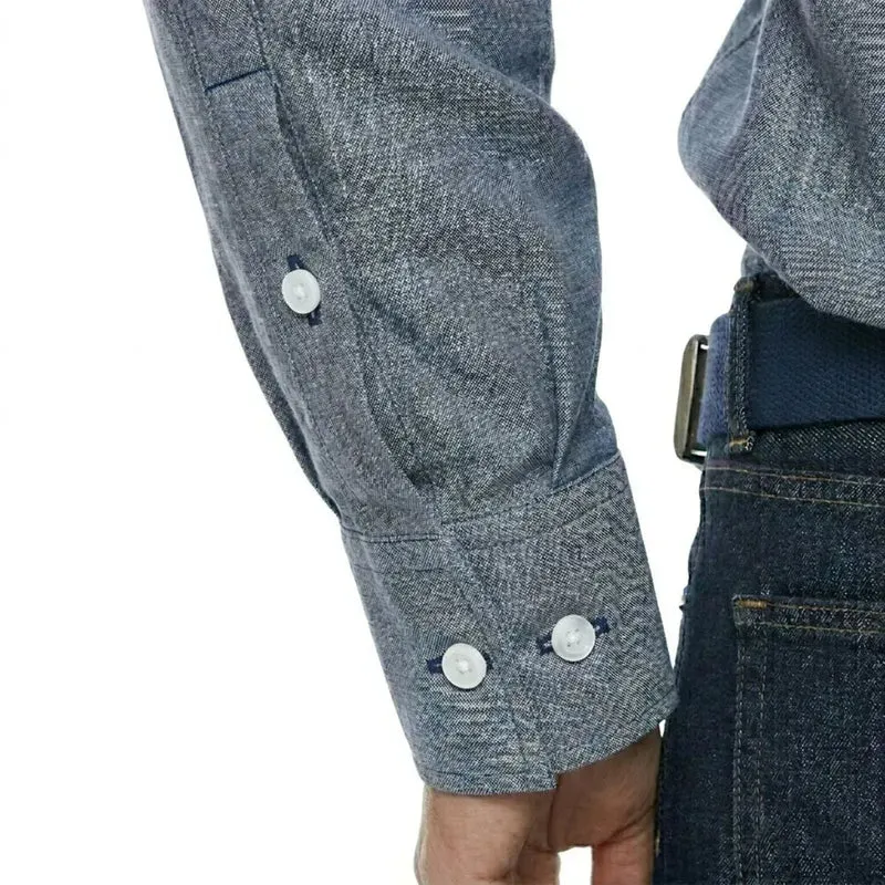 Chemise lin aspect Denim coupe ajustée