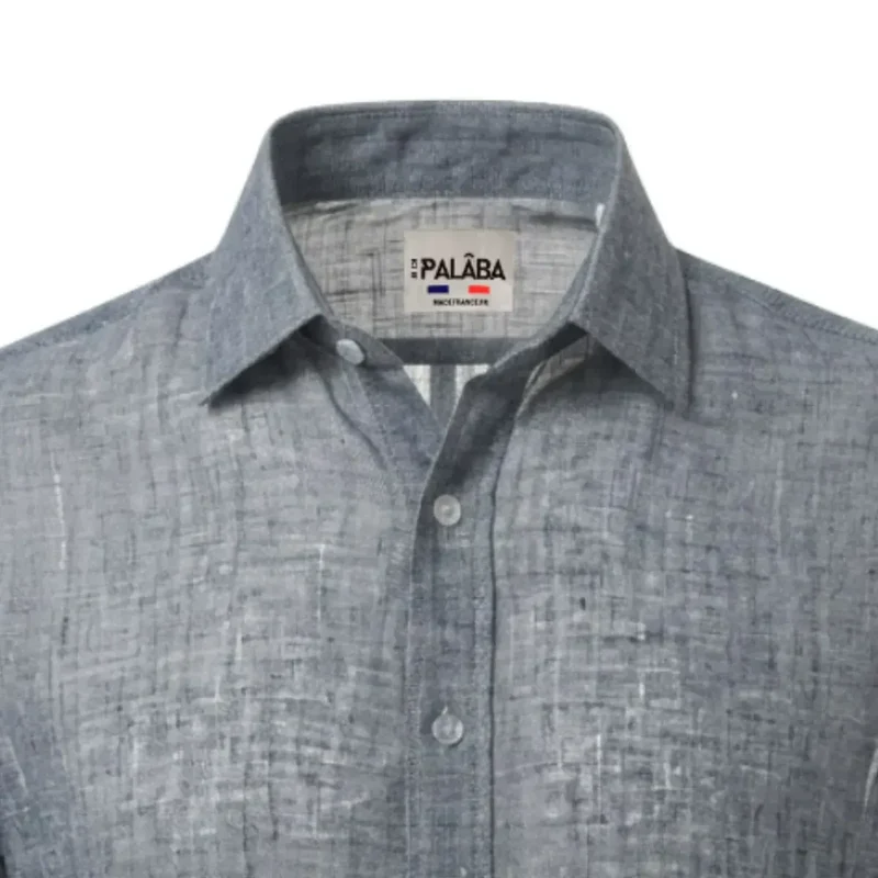 Chemise lin aspect Denim coupe ajustée