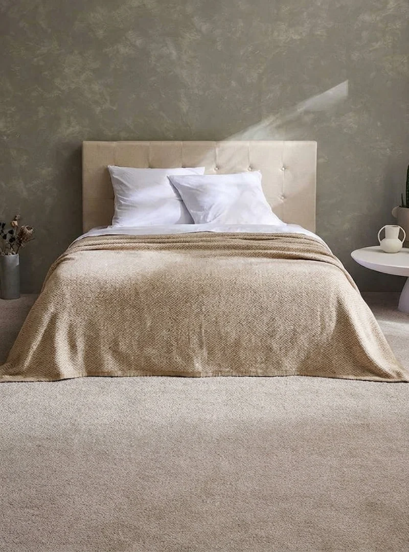 Couverture en laine d'agneau - BEIGE MUSCADE