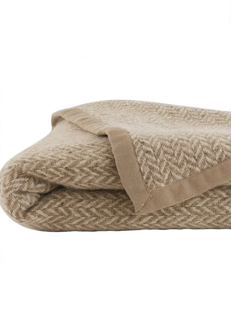 Couverture en laine d'agneau - BEIGE MUSCADE