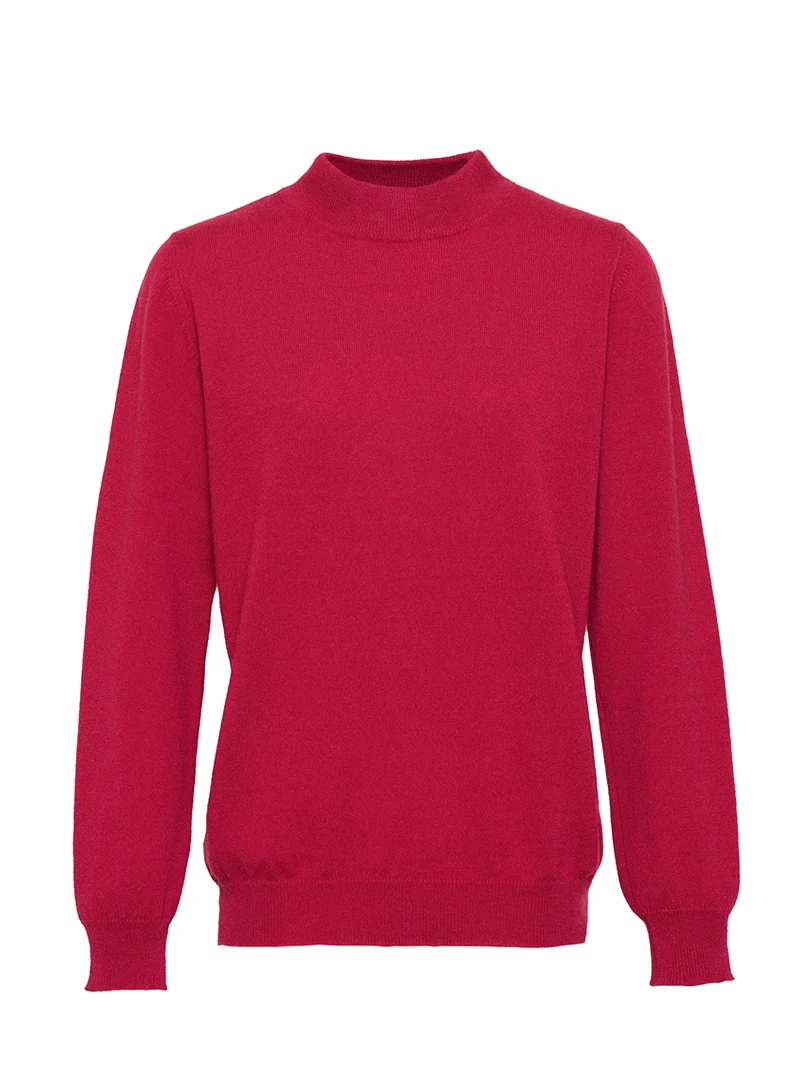 Pull col cheminée femme 100% cachemire Rose Framboise