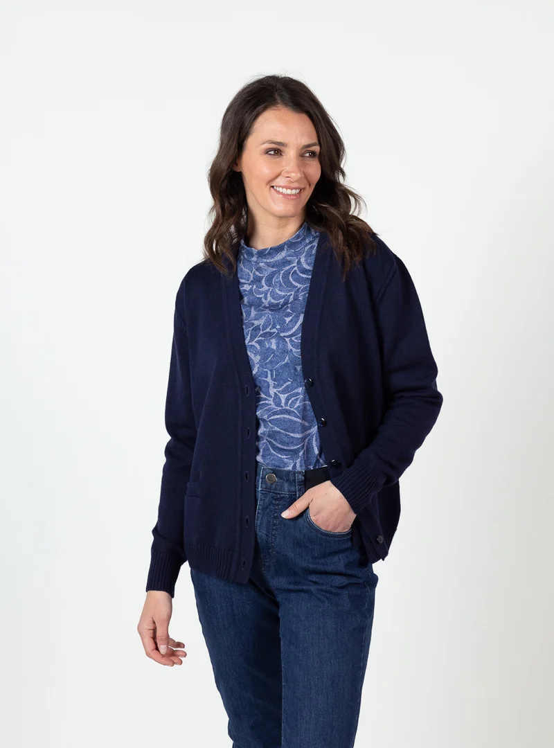 Gilet femme en laine mérinos bleu marine