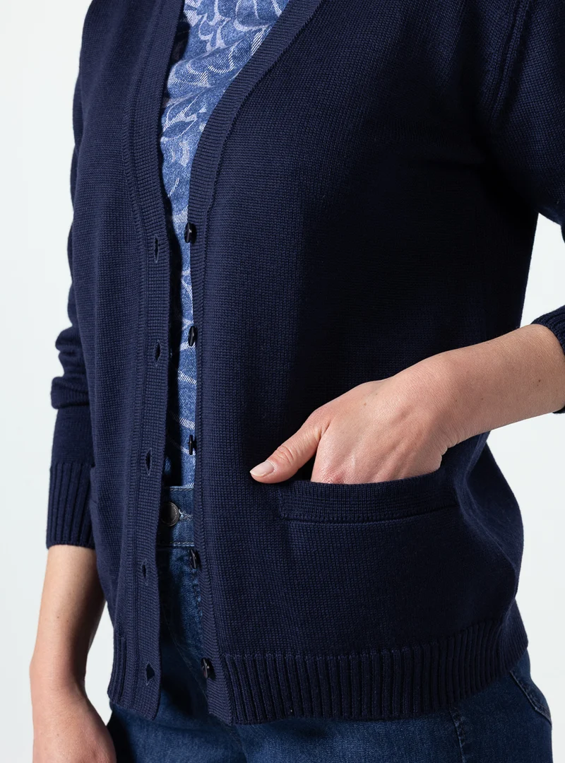 Gilet femme en laine mérinos bleu marine