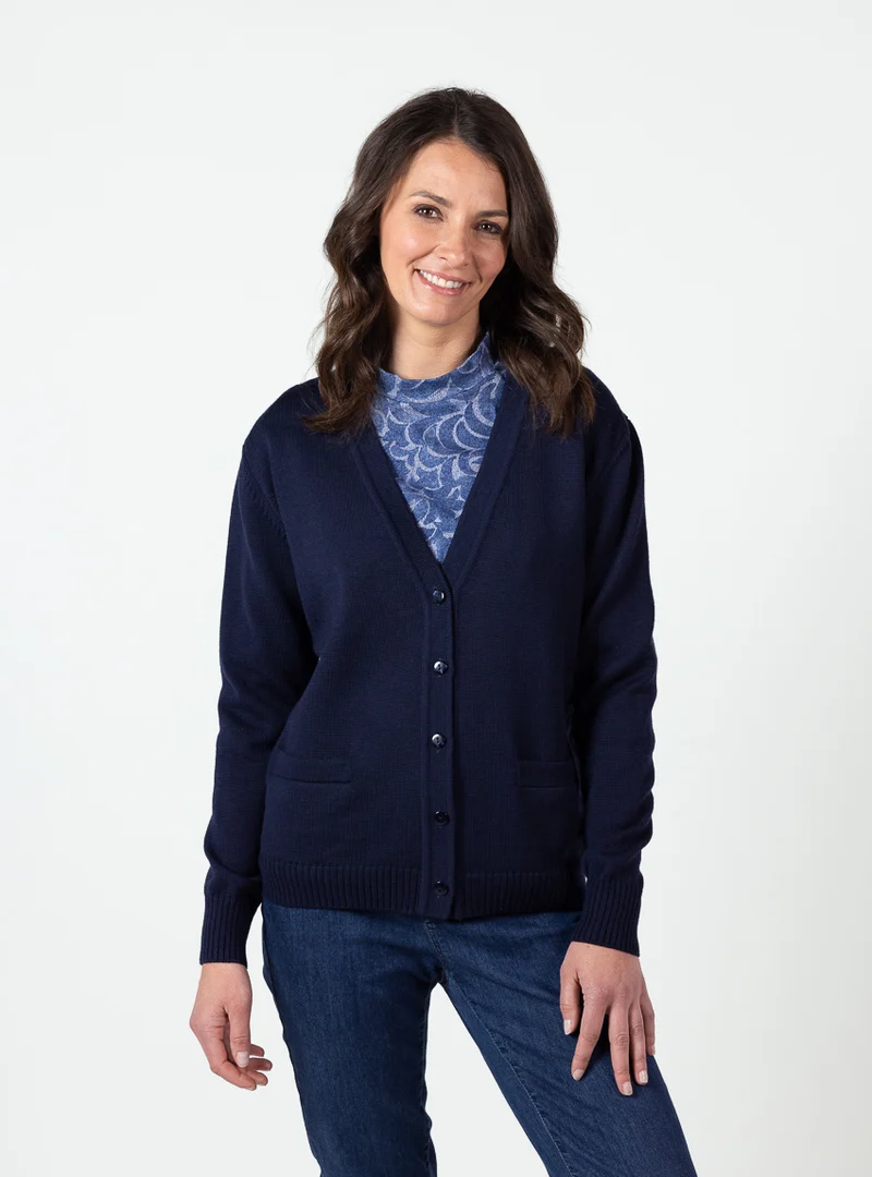 Gilet femme en laine mérinos bleu marine
