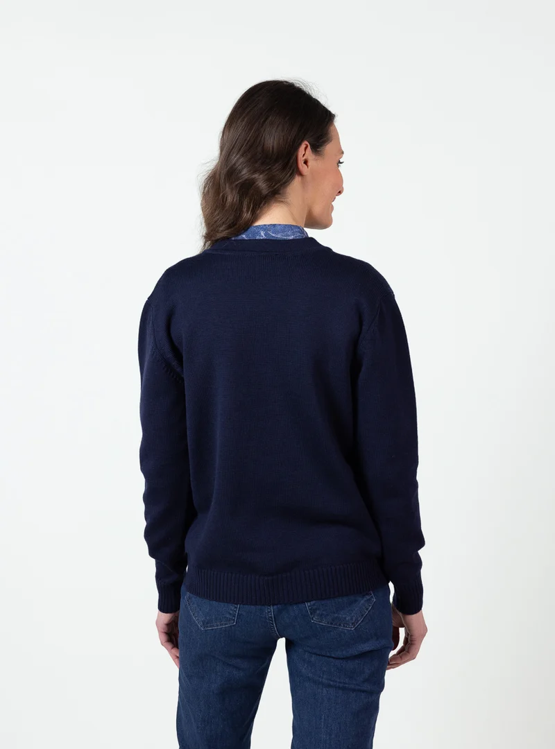 Gilet femme en laine mérinos bleu marine