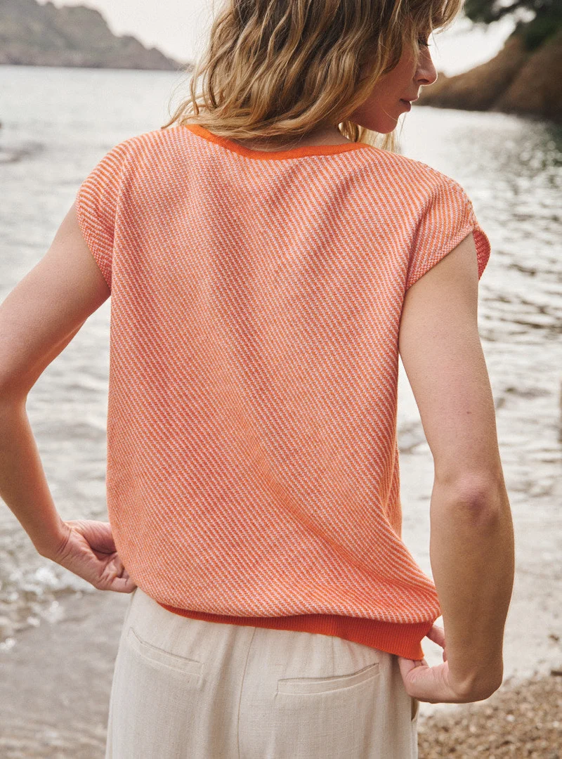 Pull manches courtes col V Floriane