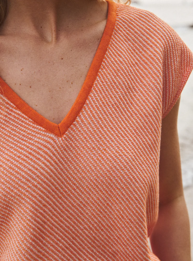 Pull manches courtes col V Floriane