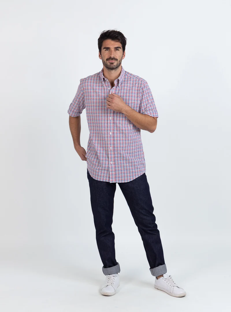Chemise homme coton rouge doux