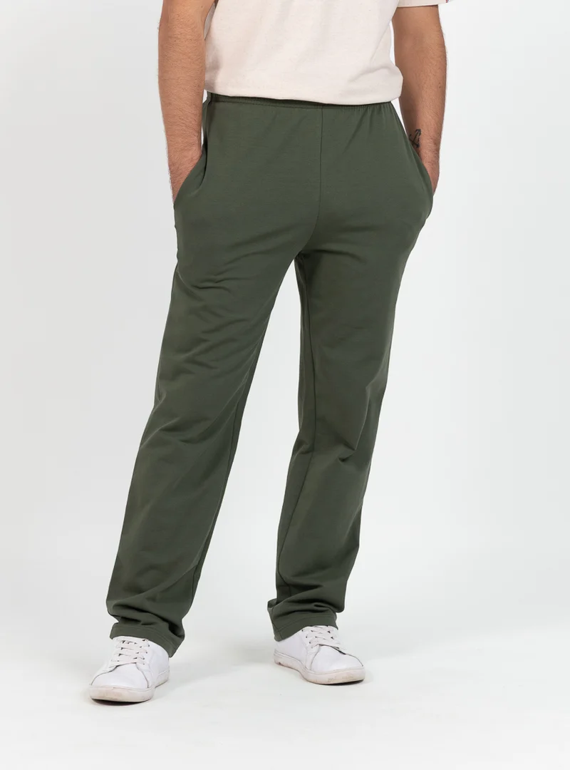 Pantalon homme en molleton vert algue