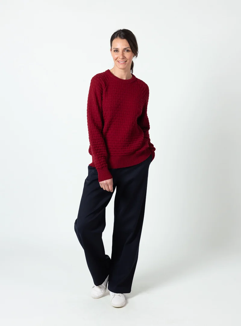 Pull femme en laine extrafine mérinos rouge auburn