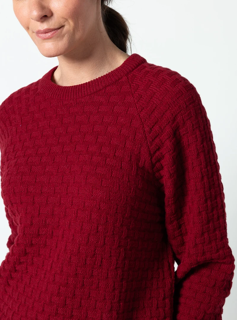Pull femme en laine extrafine mérinos rouge auburn
