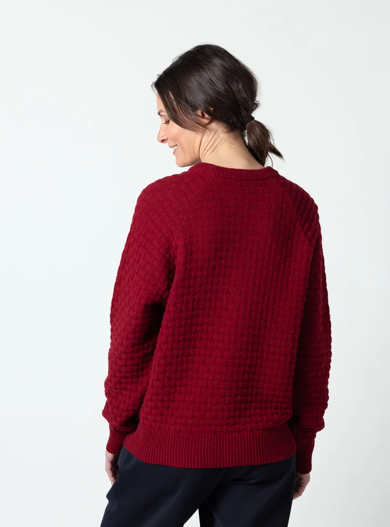 Pull femme en laine extrafine mérinos rouge auburn