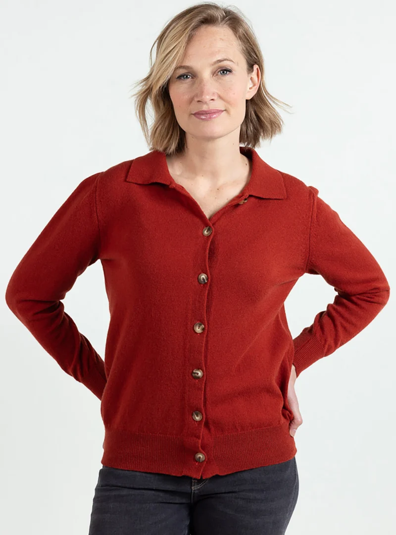 Cardigan femme en laine et cachemire marron noisette