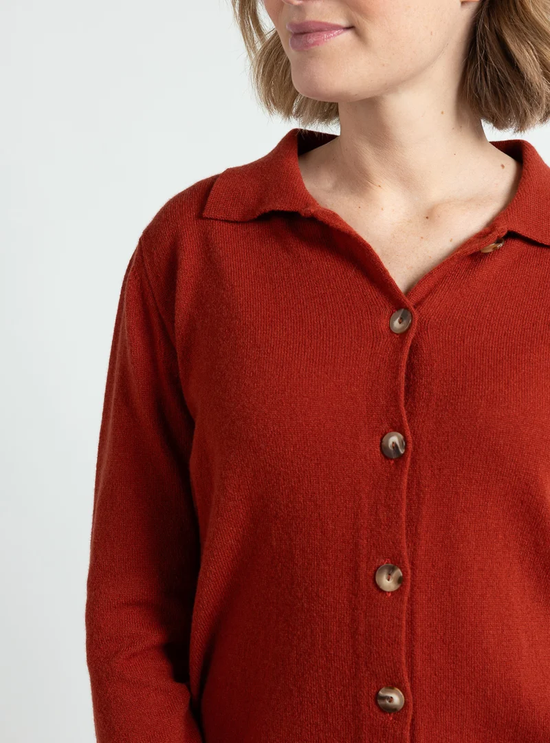 Cardigan femme en laine et cachemire marron noisette