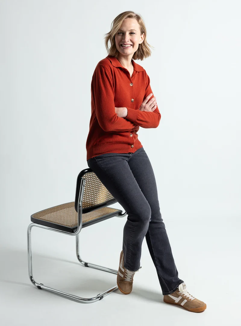 Cardigan femme en laine et cachemire marron noisette