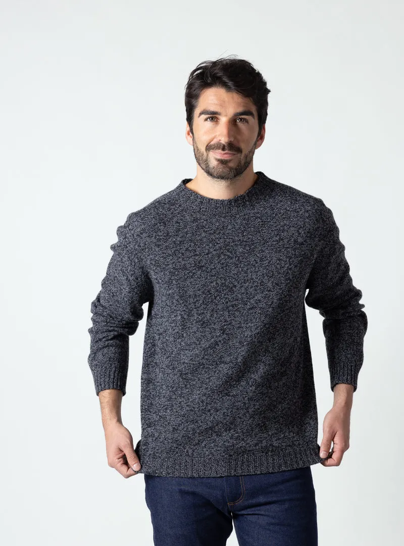 Pull homme en laine recyclée gris mouline