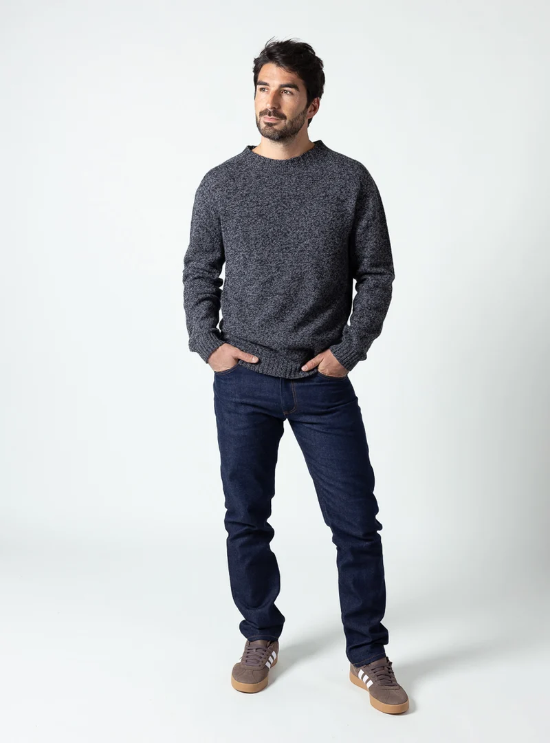 Pull homme en laine recyclée gris mouline