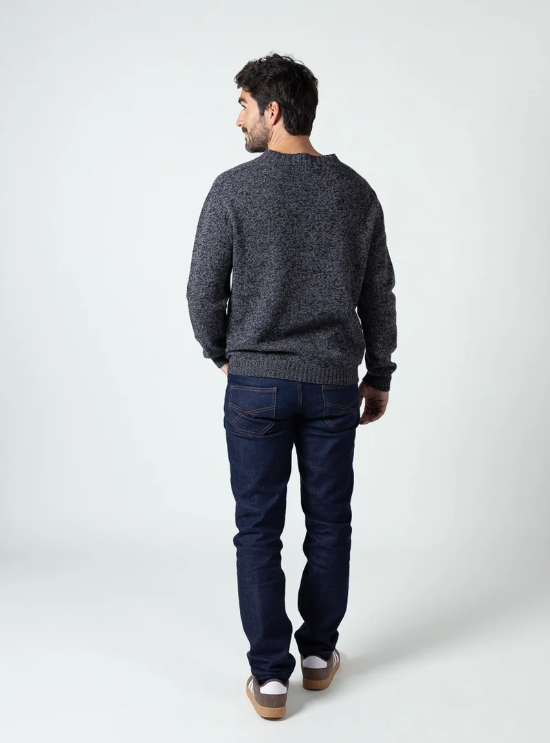 Pull homme en laine recyclée gris mouline